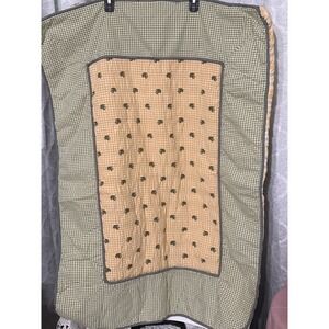 Banana Fish Quilted Baby Blanket Green Yellow Gingham Frog Embroidered 42x33